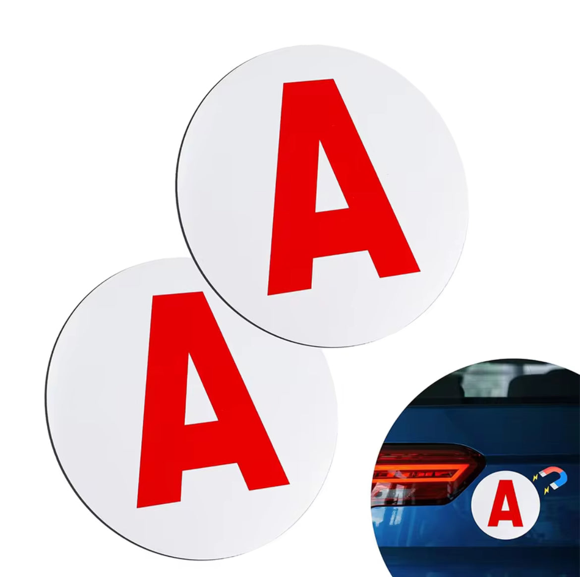 Autocollants Magnétiques “A” pour Jeune Conducteur – Homologués