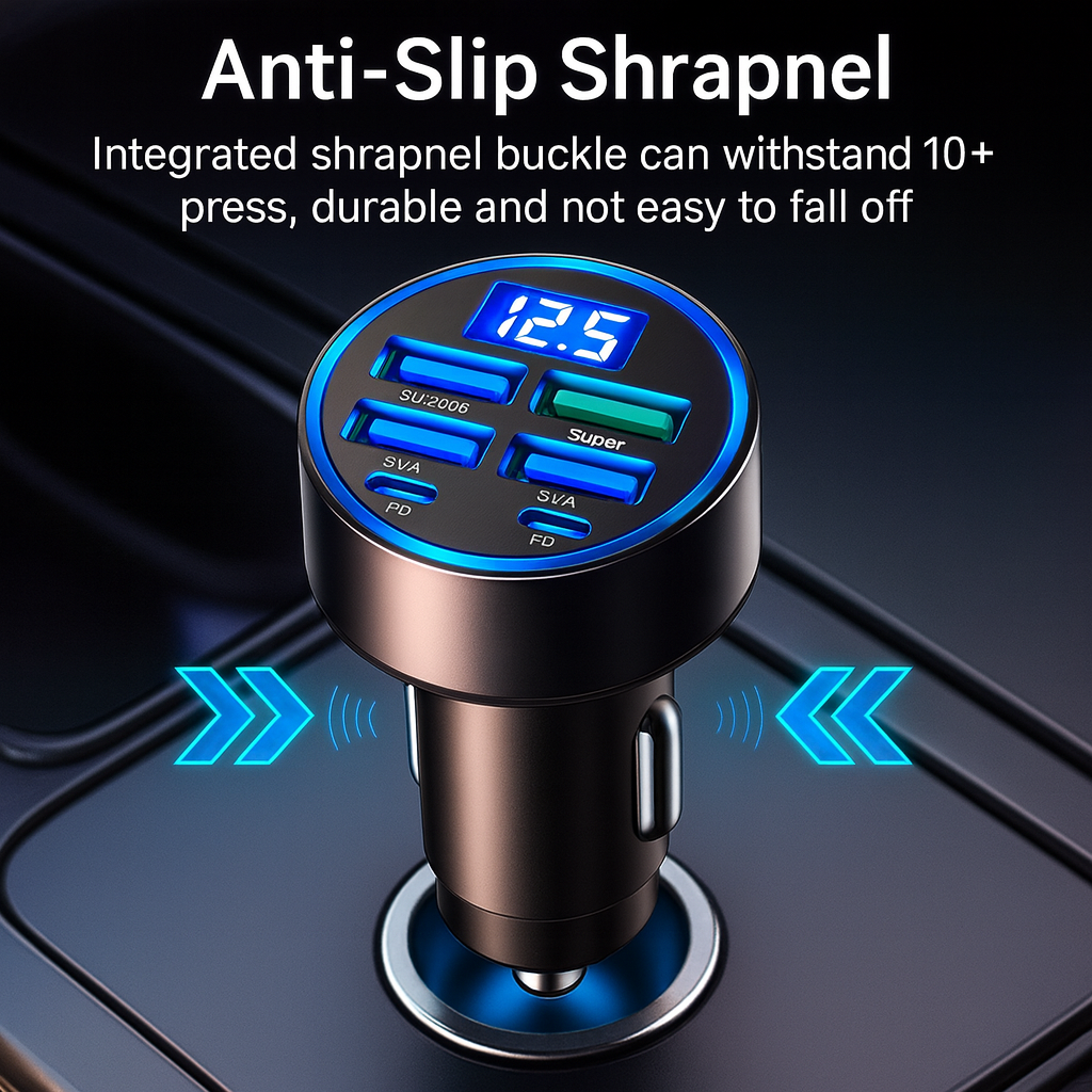 Chargeur Allume-Cigare Intelligent – 6 Ports USB + Affichage Digital LED | 12V/24V