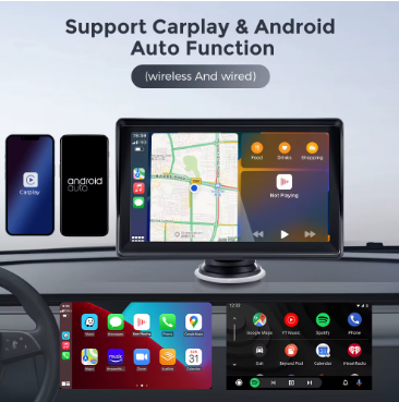 Autoradio Android sans fil avec transmetteur FM, lecteur de limitation stéréo, BT, WiFi, AUX, écran USB, 7 pouces