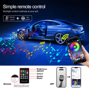 Lumières ambiantes intérieures de voiture à LED RVB, kit d'éclairage au néon avec télécommande, lampes décoratives automatiques, escales en fibre optique
