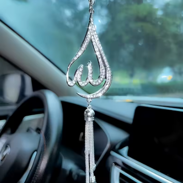 Ornement de voiture incrusté de strass en métal en forme de gouttelette, décoration de rétroviseur de voiture faite à la main, 1 pièce