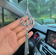 Ornement de voiture incrusté de strass en métal en forme de gouttelette, décoration de rétroviseur de voiture faite à la main, 1 pièce